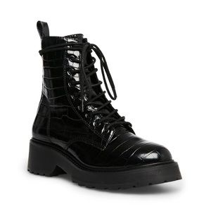 LIKE NEW- Steve Madden Crocodile Black combat boot